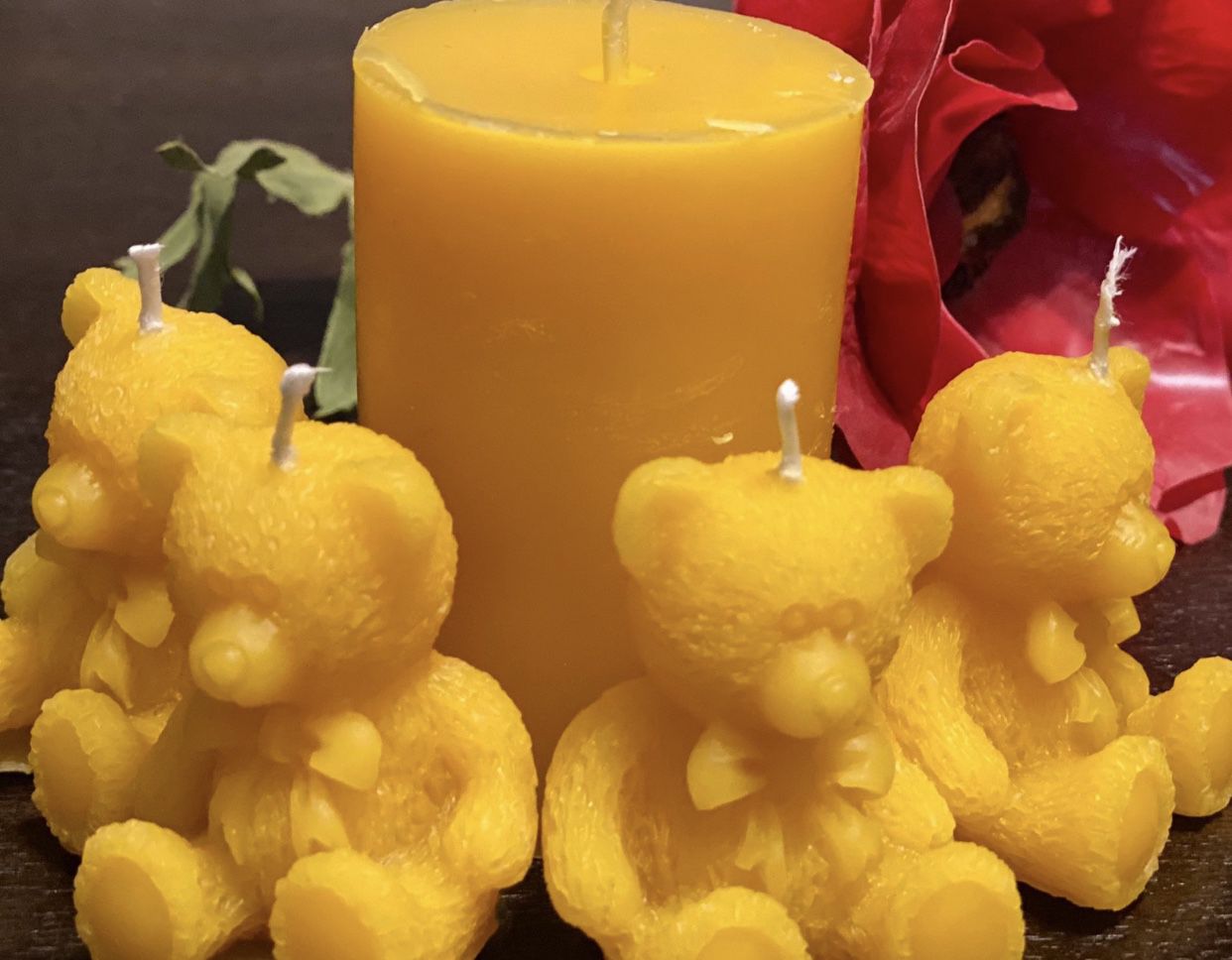 Adorable Beeswax Candle Set Of 5 Honey Scent 