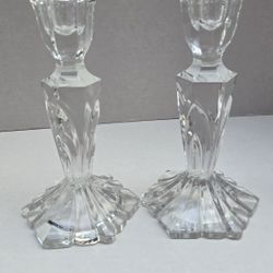 Crystal Candlestick Holders Set of 2 – Elegant Clear Glass Candle Holders