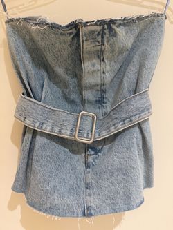 Denim Strapless Corset Top, Size XS