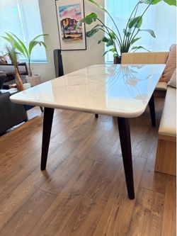 Walnut and Marble Dining Table