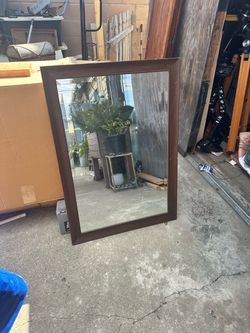 Large Wall Mirror with Dark Wood Frame