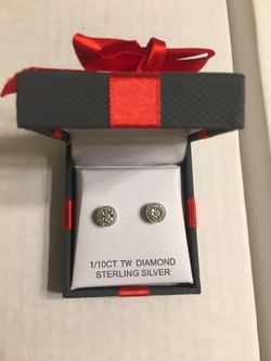 1/10 ct Diamond earrings , Sterling Silver