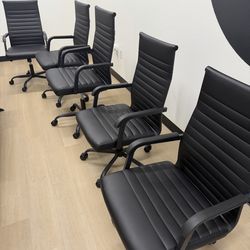 High-Back Black Leather Executive Office Chair | Ribbed Style | Qty Available