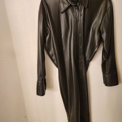 Long Black Leather Dress