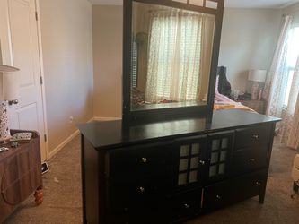 Black Wood Dresser with Mirror