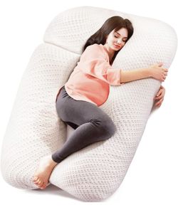 ELEMUSE Detachable Pregnancy Pillows for Sleeping, U Shaped Full Body Pillow with Removable Cooling Bamboo Cover, Pregnant Women Must Haves Maternity 