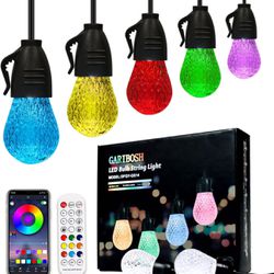Outdoor Led String Lights 49ft, Remote and App for Outside, Deck Decorations, Outdoor Lighting & Cei