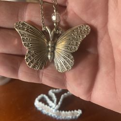 Butterfly Necklace With Crystals, 925