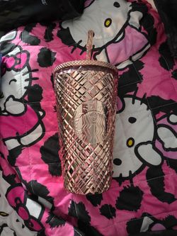Starbucks  Rose Gold Diamond Tumbler with Straw