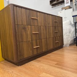 Mid Century 6 Drawer Wooden Fluted Dresser