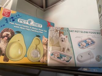 NEW SLIW FEEDER AND WATER BOWLS FOR DOGS  AND CATS