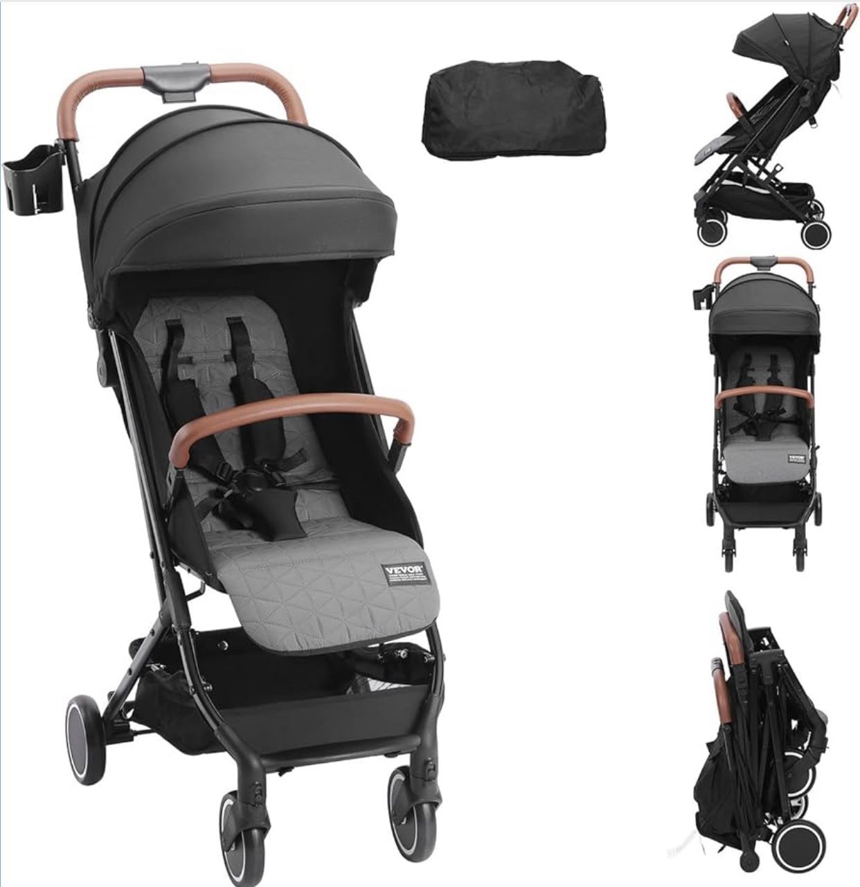 Standard Baby Infant Stroller, Toddler Stroller w/Adjustable 95°-150° Backrest & 0/90° Footrest