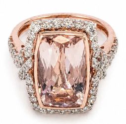 Oscar Friedman 14K Two-Tone Gold 6.65 ct Natural Morganite & 1.18 CTW Diamond Ring