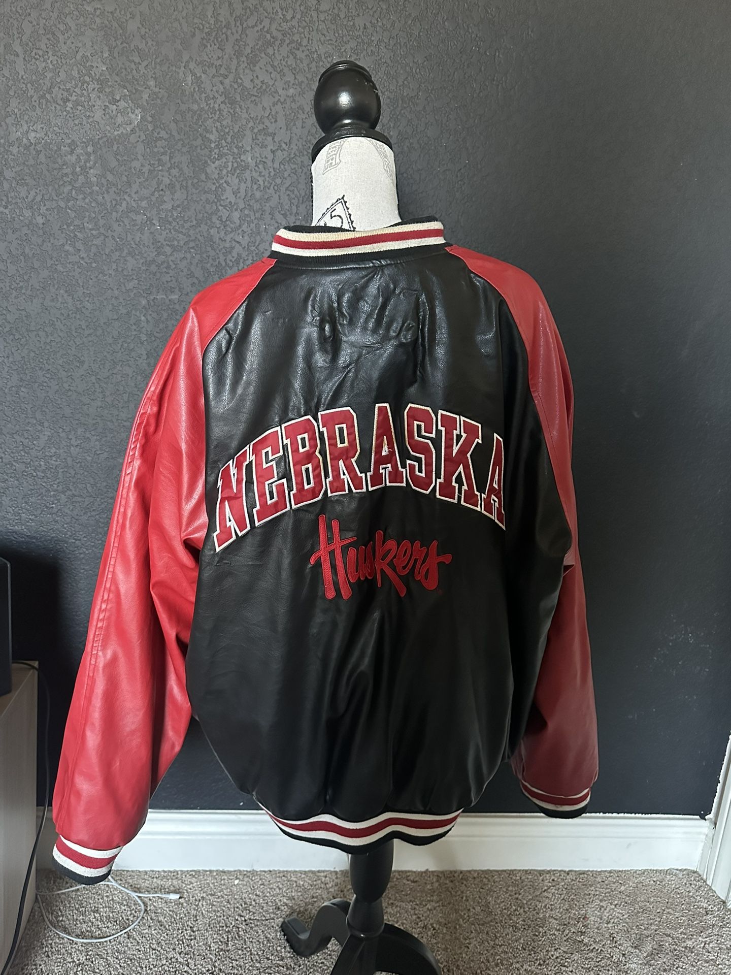 Nebraska cornhuskers, leather bomber jacket