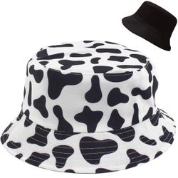 Cute Bucket Hat Beach Fisherman Hats for Women, Reversible Double-Side-Wear