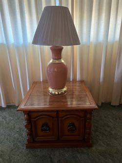 Wood End Table with Cabinet Storage