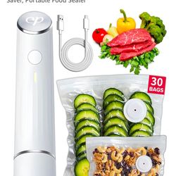 Chef Preserve Compact Vacuum Sealer for Food (Vacuum Sealer Machine + 30 Reusable Vacuum Bags) Powerful Handheld Vacuum Sealer Machine, Seal Meal Save