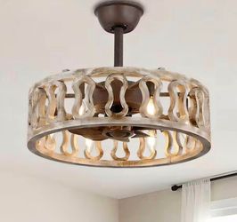 Banff 18 in. Farmhouse Indoor Tan 6-Light Ceiling Fan