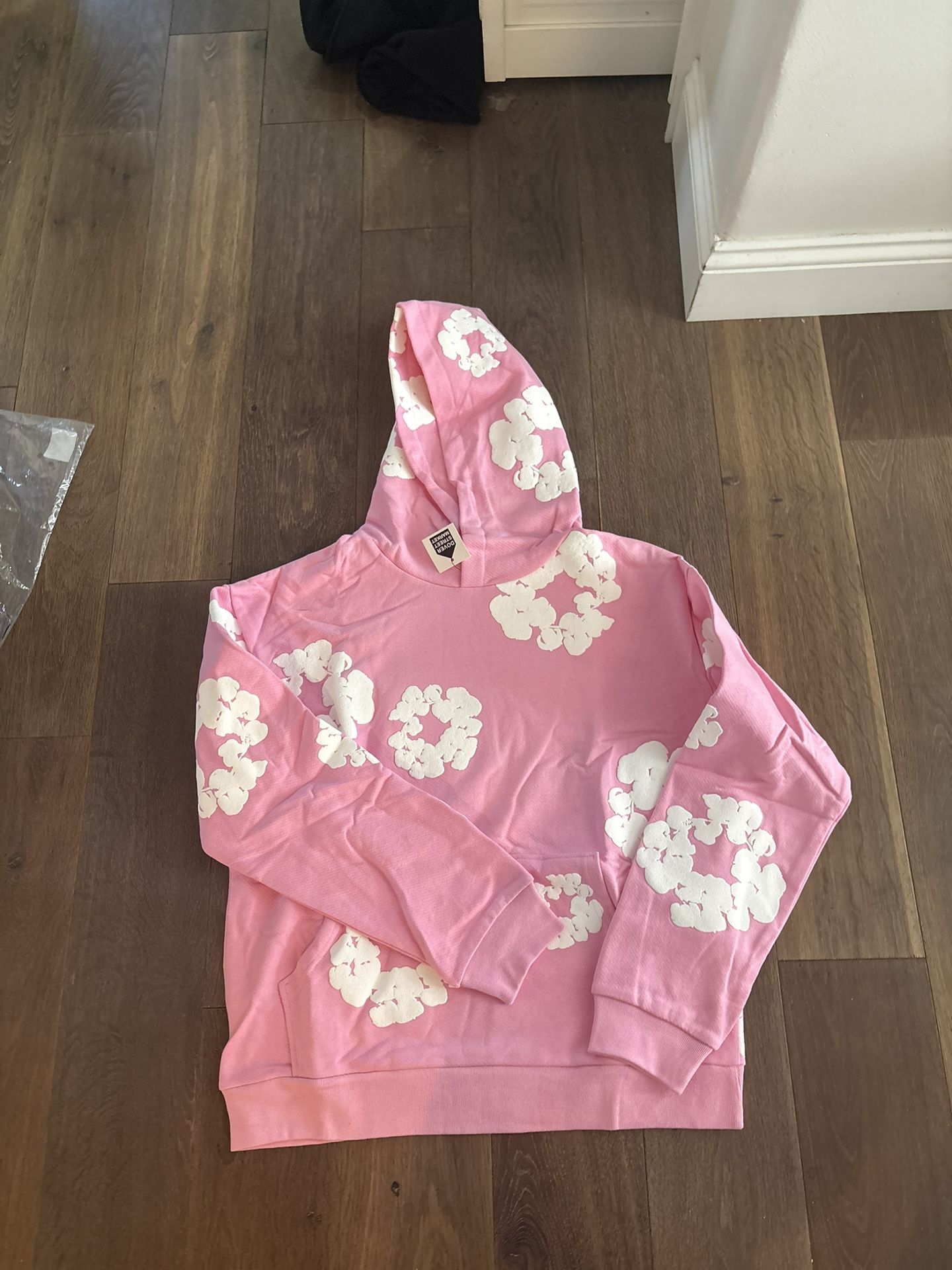PINK DENIM TEAR HOODIE