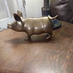 Vintage Brass Pig Piggy Bank - $25