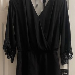 Brand New Black Lace Dressy Romper Size M Juniors 
