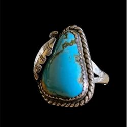 Tony Yazzie Sonoran Mountain Turquoise Ring Size 6 Signed by the artist