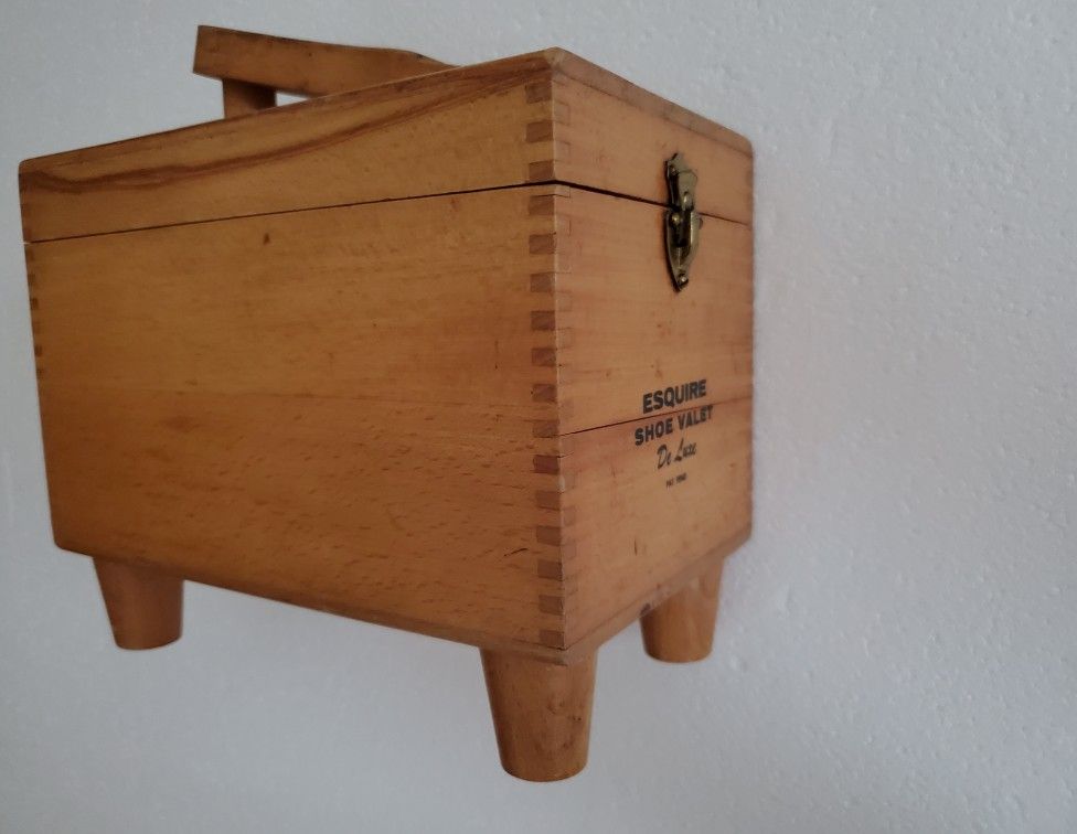 Esquire Shoe Shining Valet Wood Box Vintage Unique Gift