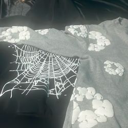 Gray Denim Tears And Black Spider Hoodie 