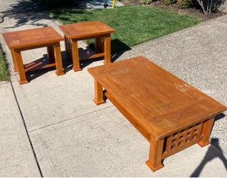 wood coffee table and and 2 end tables