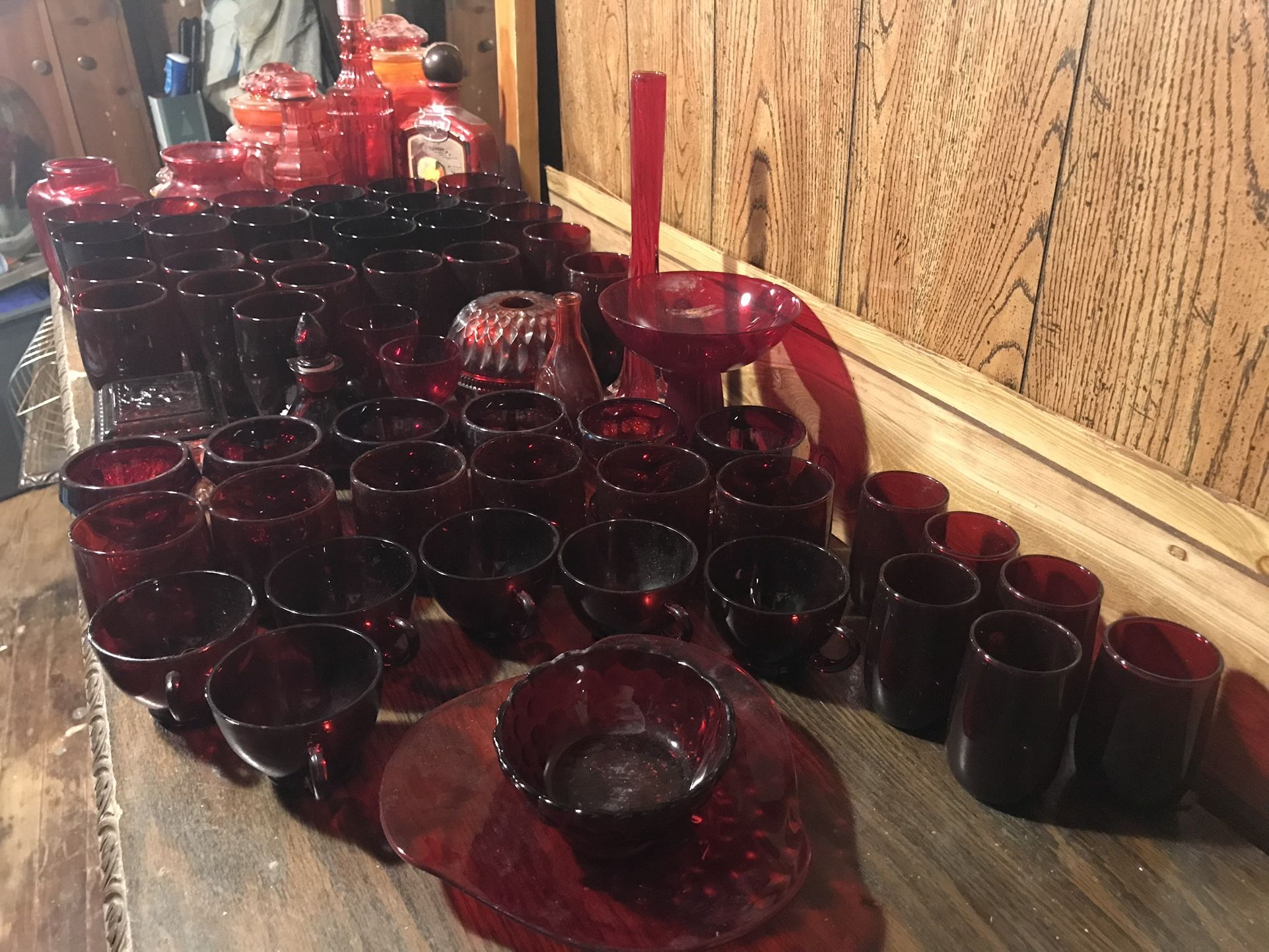 Ruby Red Glass. Avon Cape Cod Red Glass And The Red Orange Jars