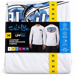 Salt Life Mens Long Sleeve UV Tee White M NWT SLM6559