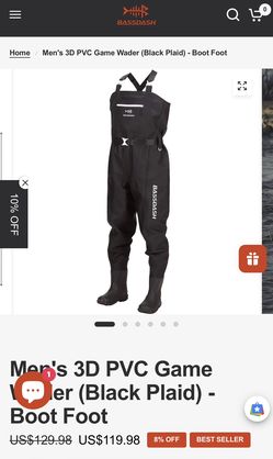 Men's 3D PVC Game Wader (Black Plaid) - Boot Foot