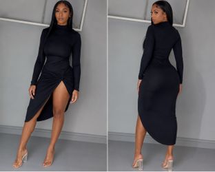 Long Sleeve Shoulder Pad Dress
