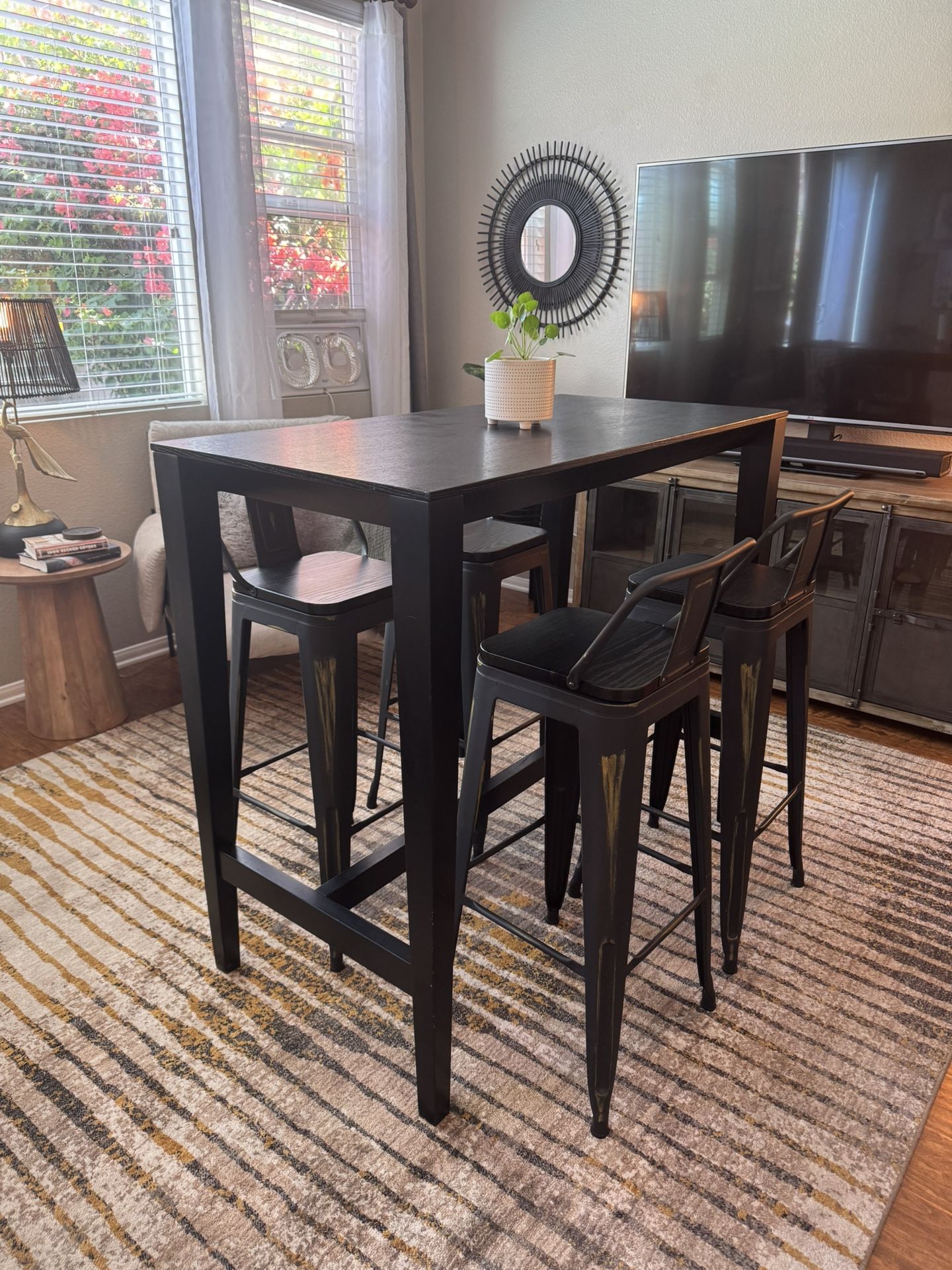 Bar Height Black Table And Stools