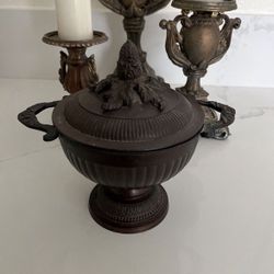 Cast Iron Ornate Bowl Decor With Lid 