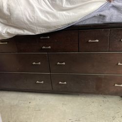 Long Brown Wood  Dresser