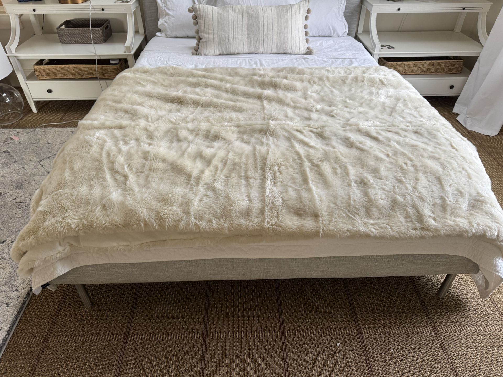 Restoration Hardware Faux Fur Blanket, Queen 