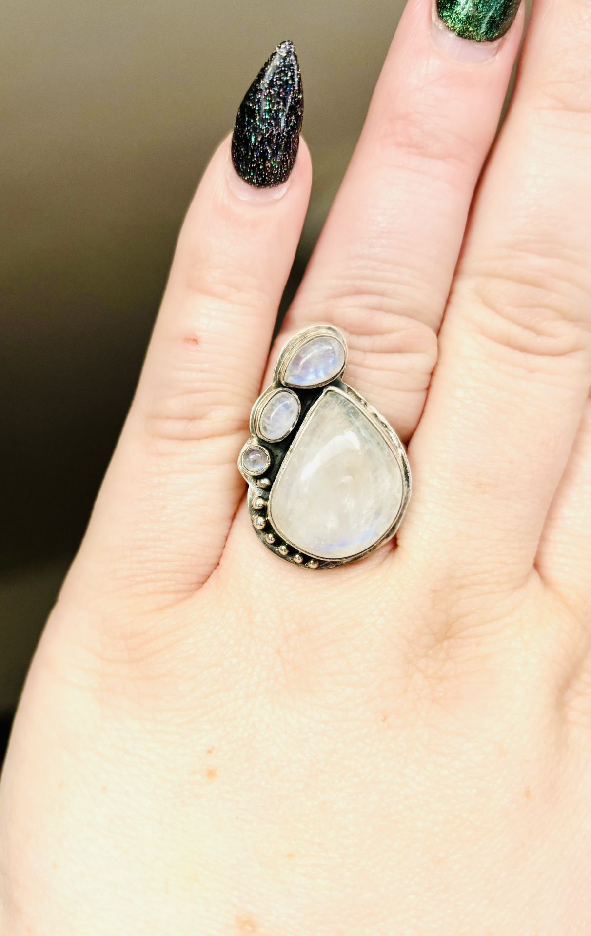Beautiful Rainbow Moonstone Ring