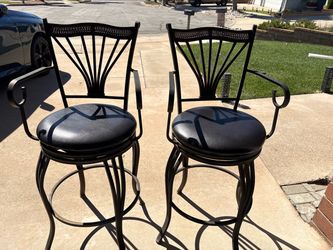 Set of 2 Bronze Metal Swivel Bar Stools