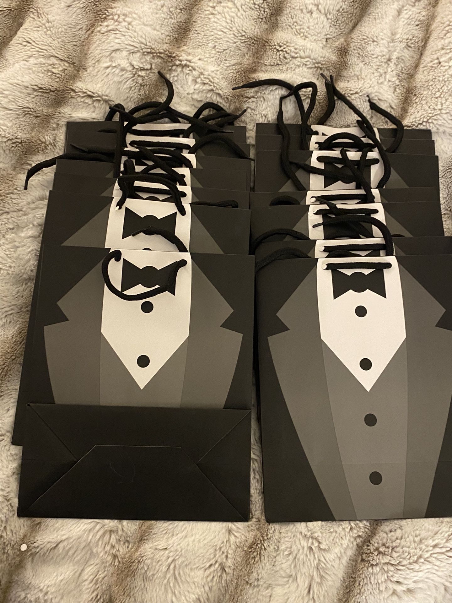 Tuxedo Gift Bags w/ Double Handle Ropes 9” x 7” 14 count