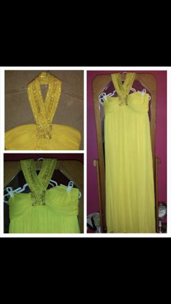 Yellow formal prom dress