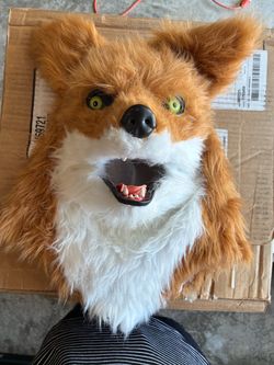 Fox animal costume mask with moving mouth