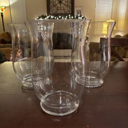 (3) 10” Glass Hurricane Candle Holder