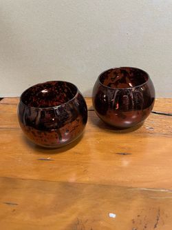 Set of 2 Brown Mercury Glass Votive Holders