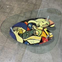 Vintage Mid-Century Modern Coffee Table With Picasso-Inspired Cubist Aesthetic