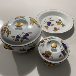 Royal Worcester Evesham Gold Porcelain China Set Of 3