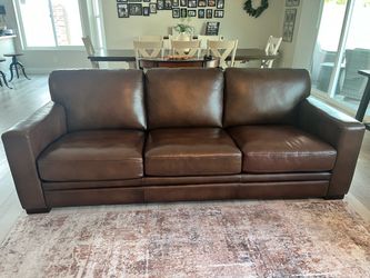 Brown Leather Set-Sofa, Loveseat, Chair