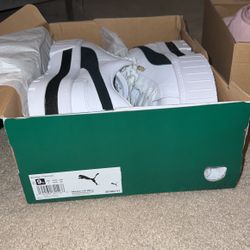 black and white platform pumas 