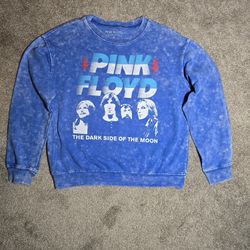 Women's: Small- Pink Floyd Blue distressed The Dark Side Of The Moon Pullover Sweatshirt