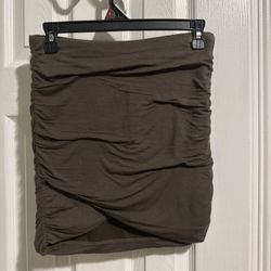 Free People Olive Ruched Mini Skirt